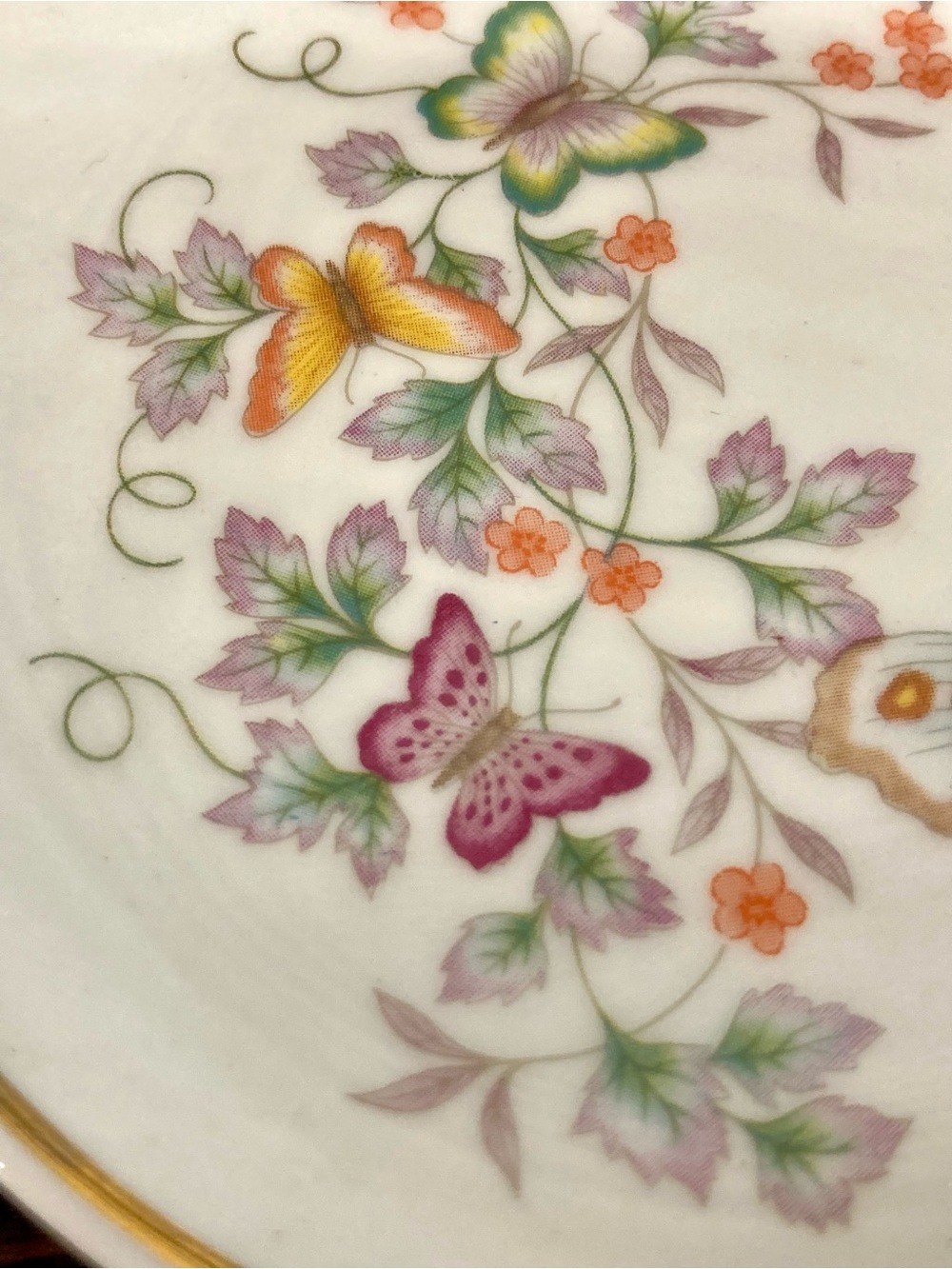 2 Vintage Avon Porcelain Mini Plates 22k Gold Trim 1979 Floral Butterflies 4.25" - Picture 11 of 13